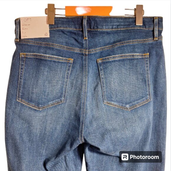 Loft The Girlfriend Mid-Rise Curvy Fit Blue Jeans Size 32/14 - Picture 5 of 11